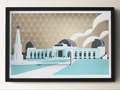Griffith Observatory art deco building history la los angeles observatory poster screen print