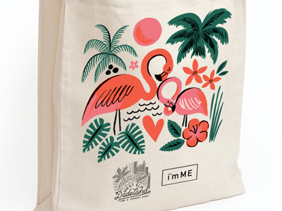 West Elm x i'mME Tote flamingo florida flowers heart illustration mothers day palm trees plants tote trees