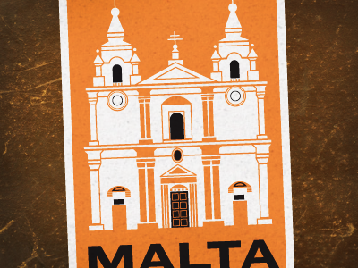 Malta illustration luggage label