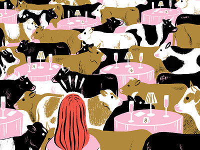 Cows animal cattle cows editorial illustration restaurant