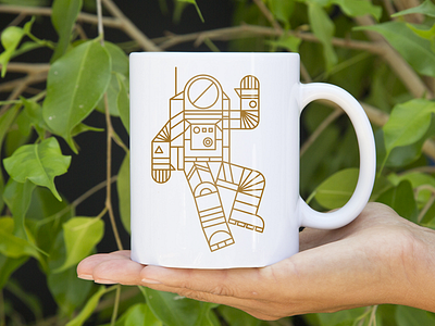 Hello Spaceman Mug astronaut cup geometric illustration line art mug space spaceman