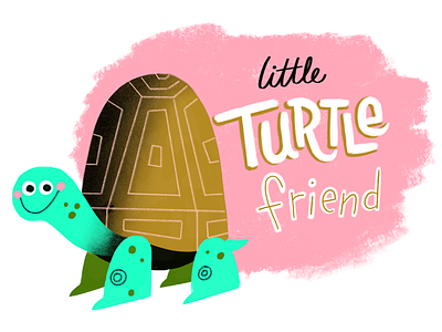Little Turtle Friend apple pencil character illustration ipad pro lettering procreate app shell turtle type