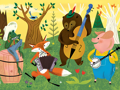 Woodland Wonderland Brush Pack is Here! animals bear characters folk forest fox frog illustration instruments pig trees