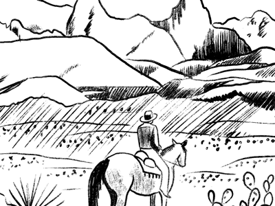 National Park Poster Sketch desert draw horse illustration mountains national park scenery sketch wip