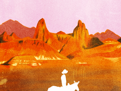 Mule Ear Peaks big bend cowboy desert illustration mountains national park poster screen print