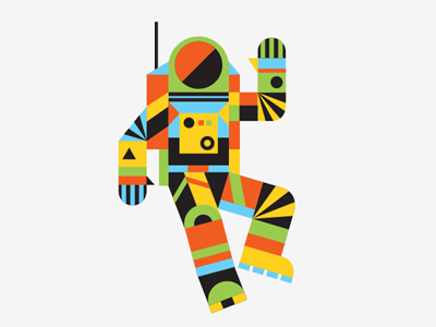 Hello Spaceman astronaut color illustration shapes space
