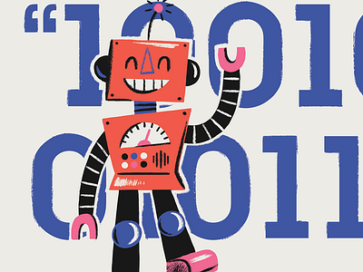 Happy Robot character greeting card illustration robot