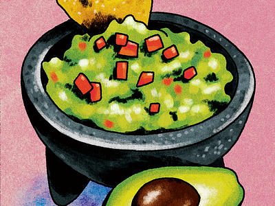 Guacamole avocado chips dip guacamole illustration loteira retro vintage