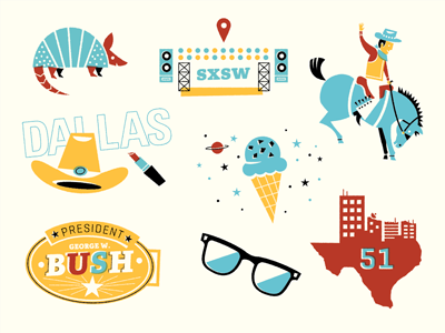 Texas Icons design editorial icons illustration texas vintage western