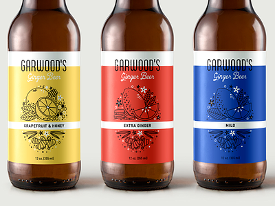 New Garwood's Gingerbeer Labels botanical bottle branding design ginger beer illustration labels line work modern packaging