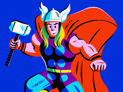 Thor character hero illustration marvel retro superhero thor
