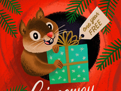 Giveaway Squirrel animal character christmas illustration ipadpro present squirrel