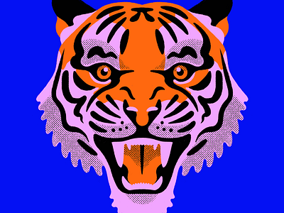 Tiger Test halftone illustration tiger
