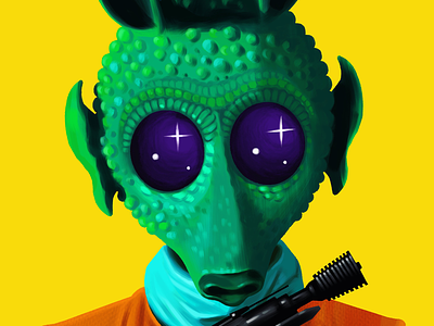 Greedo alien character digital painting greedo illustration ipad pro may the 4th portrait procreate star wars
