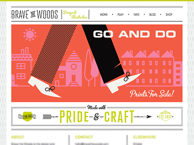 Brave The Woods Site design gallery illustration portfolio ui web design website