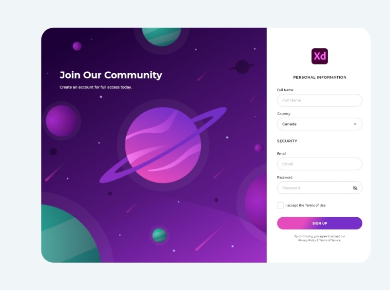 Sign Up Form For Adobe Createwithadobexd By Next Ui On Dribbble 9682