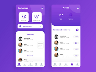 Ui Ux Design Refer me mobile app business canada clean ui dashboard ui design gradiant home screen mobile app mobile app design sales representatives app ui uiux usa user experience userinterface ux