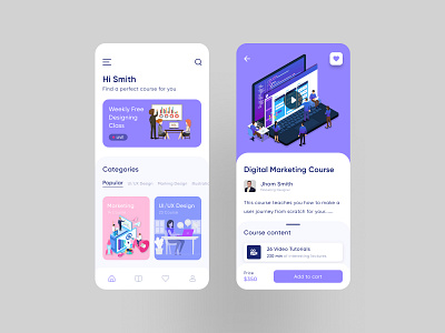 Online Course App 2020 trand android app app design application clean ui gradient ios app design mobile app mobile design online course teacher typography ui ux
