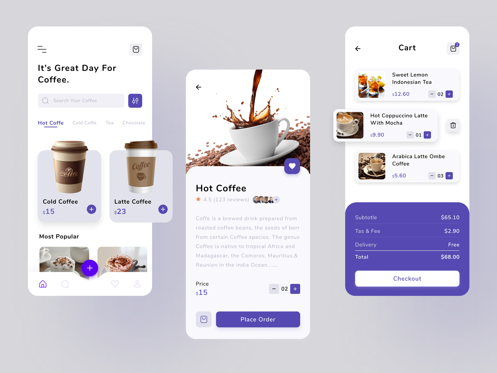 Coffee Shop App by Shaharia Hossen on Dribbble