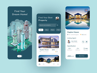 Real Estate Mobile App Design app design booking clean colorful concept house minimal property real estate agent real estate branding realestate reantal rent house sell simple typoghraphy ui design ux design