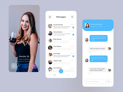 Dating App android app design application chat colorful contact dating flat girls icon ios like love message photoshop shadaw share ui design ux