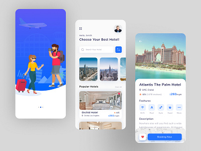 Hotel Booking App Design app design application booking clean explore figma flat hotel hotel booking app icon simple travel typography ui ux