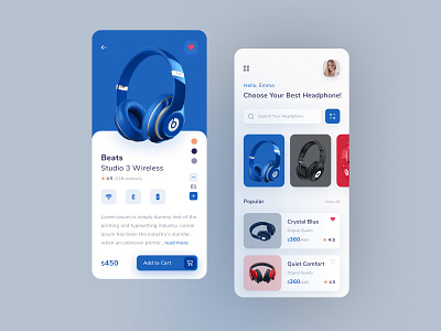 Headphone Store App app design application clean colorful ecommerce explore figma headphone headphone store app ios online shop product shop store trending ui uiux