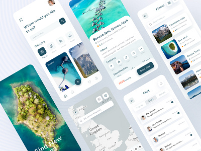 Tour & Traveling App Design adventure application beach booking app chating clean colorful ios app location mboile app minimal mountain places travel agency travel app trips ui ux