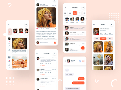 Social App Design clean app colorful comments concept creative feed figma gallery icons message mobile app poster profile social app social media design social network ui design ui kit design video web design