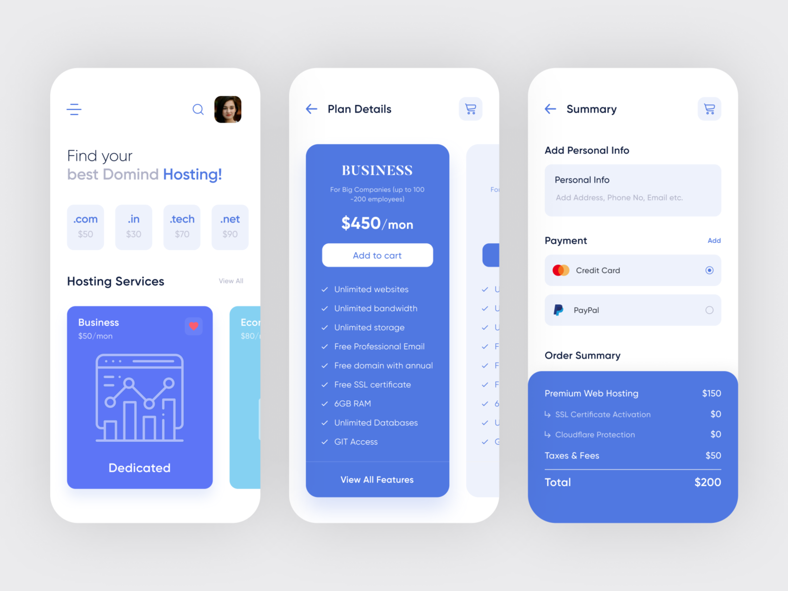 Hosting and Domain App Design by Shaharia Hossen on Dribbble