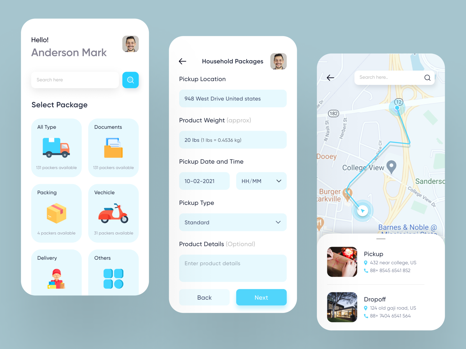 Courier Service App by Shaharia Hossen on Dribbble