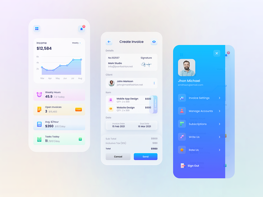 Invoice App Design by Shaharia Hossen on Dribbble