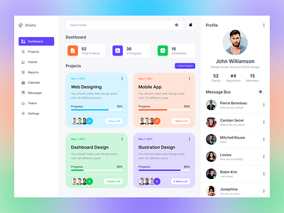 Project Management Dashboard by Shaharia Hossen on Dribbble