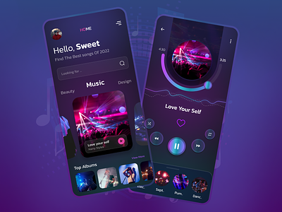 Music Player App 3d artist branding clean conecpt dark mode gradient minimalist music music app music palyer ui music player app player podcast spotify streaming tranding uiux user interface