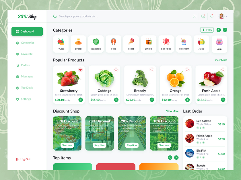 SiMi Shop - Grocery Dashboard Design by Shaharia Hossen on Dribbble