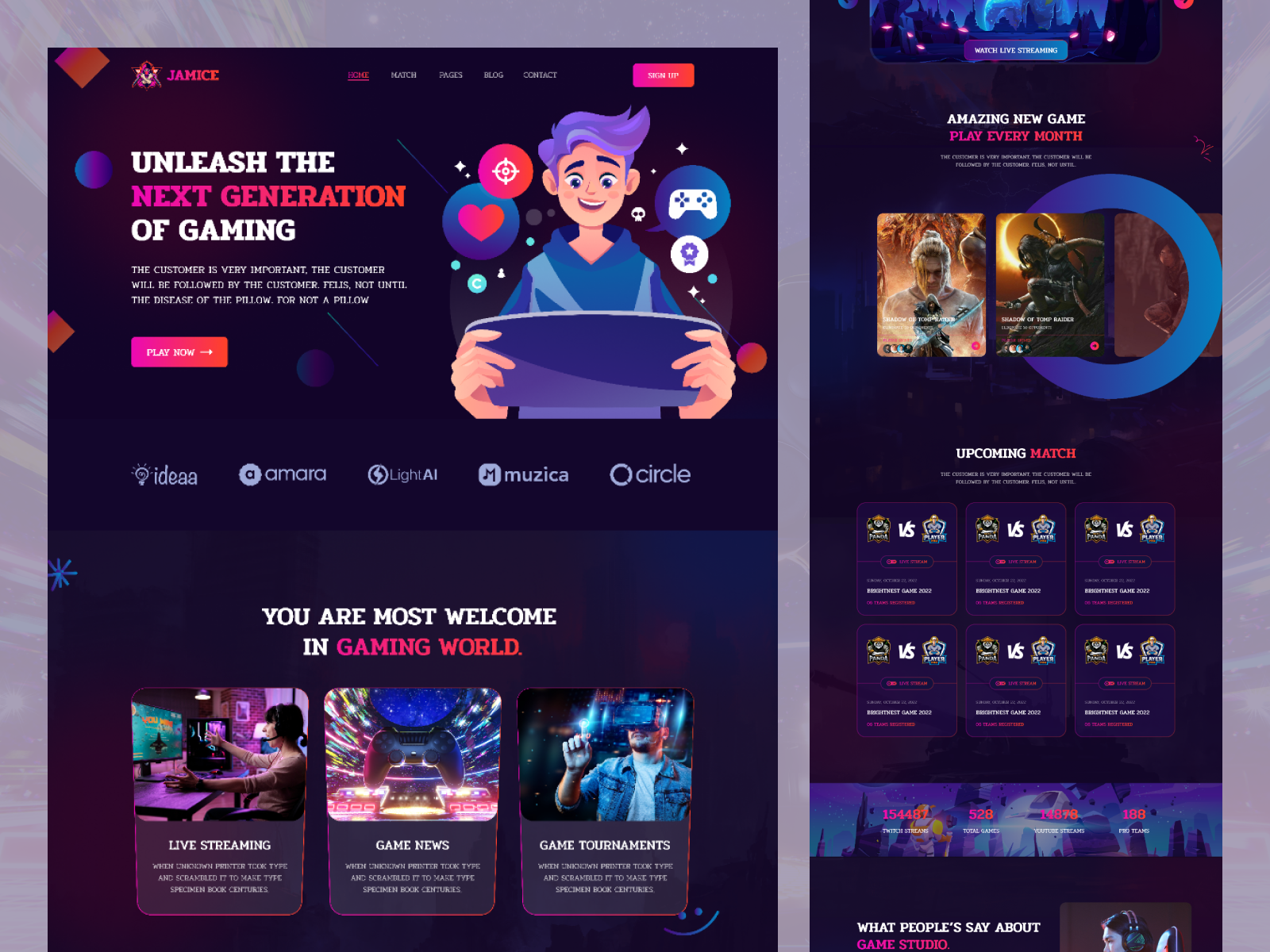 Jamice - Gaming Landing Page Design by Shaharia Hossen on Dribbble