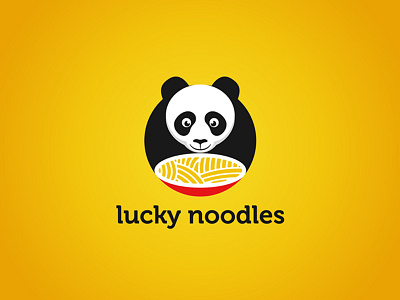 LUCKY NOODLES brand cachuabi cuisine culinary logo mark mascot noodle panda restaurant