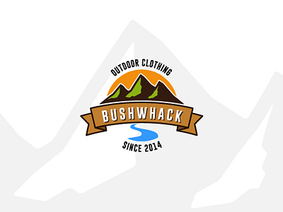 BUSHWHACK brand cachuabi clothing icon logo mark mountain nature outdoor river sun symbol