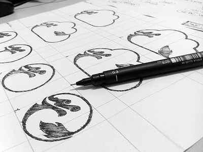 JIN SHA BLOG LOGO SKETCH 2 branding drawing grayscale line logo pencil process sketch