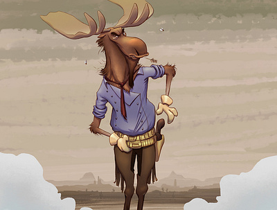 Cowboy Moose character design digital art digital illustration digital painting digitalart illustration photoshop