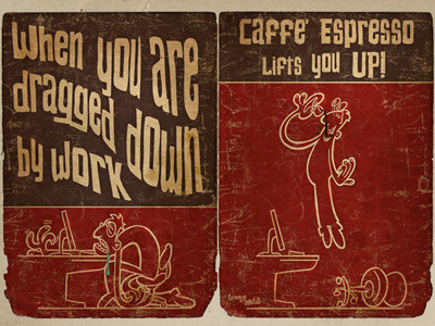 Caffè Espresso caffè cartoon espresso illustration illustrator italian italy lift photoshop poster retro stress up vintage