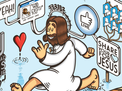 Jesus 2.0 #2 christ funny god illustration jesus lorenzo milito social network vector
