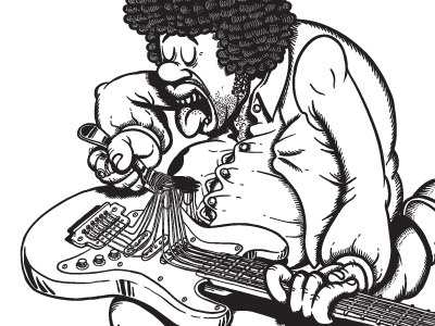 Jimi is not dead. dead drawing fat food funny guitar hendrix illustration jimi king lorenzo milito music rock rockstar spaghetti strings woodstock