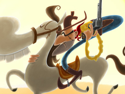 Cowboy 2012 bad guy character cowboy gun horse illustration illustrator lorenzo milito personal photoshop wild west