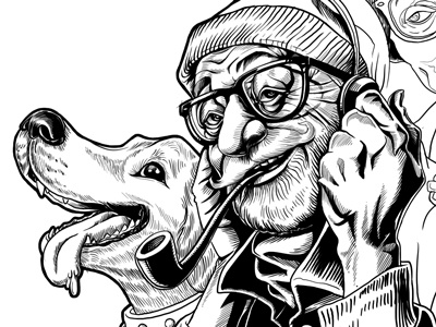 Senior Hipster 2012 dog hip hipster line drawing lorenzo milito old photoshop senior wip work in progress