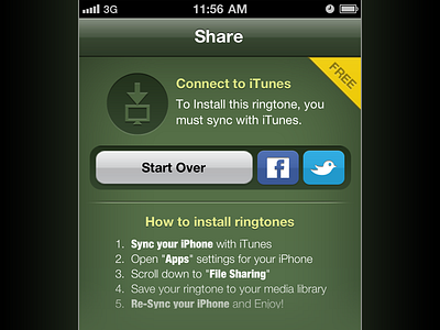 Mobile17 iPhone App connection screen app facebook green iphone share twitter