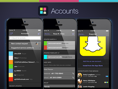 Accounts app dark ios iphone
