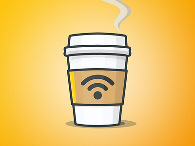 Café Wifi rebound, round 2 post-alpha (c/o Will Kelly) app coffee cup icon iphone shadows vector wifi yellow