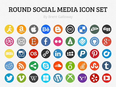 Round Social Media Icon Set