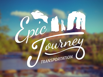 Epic Journey Transportation Logo arizona custom lettering limo logo mountains script taxi transportation type typography